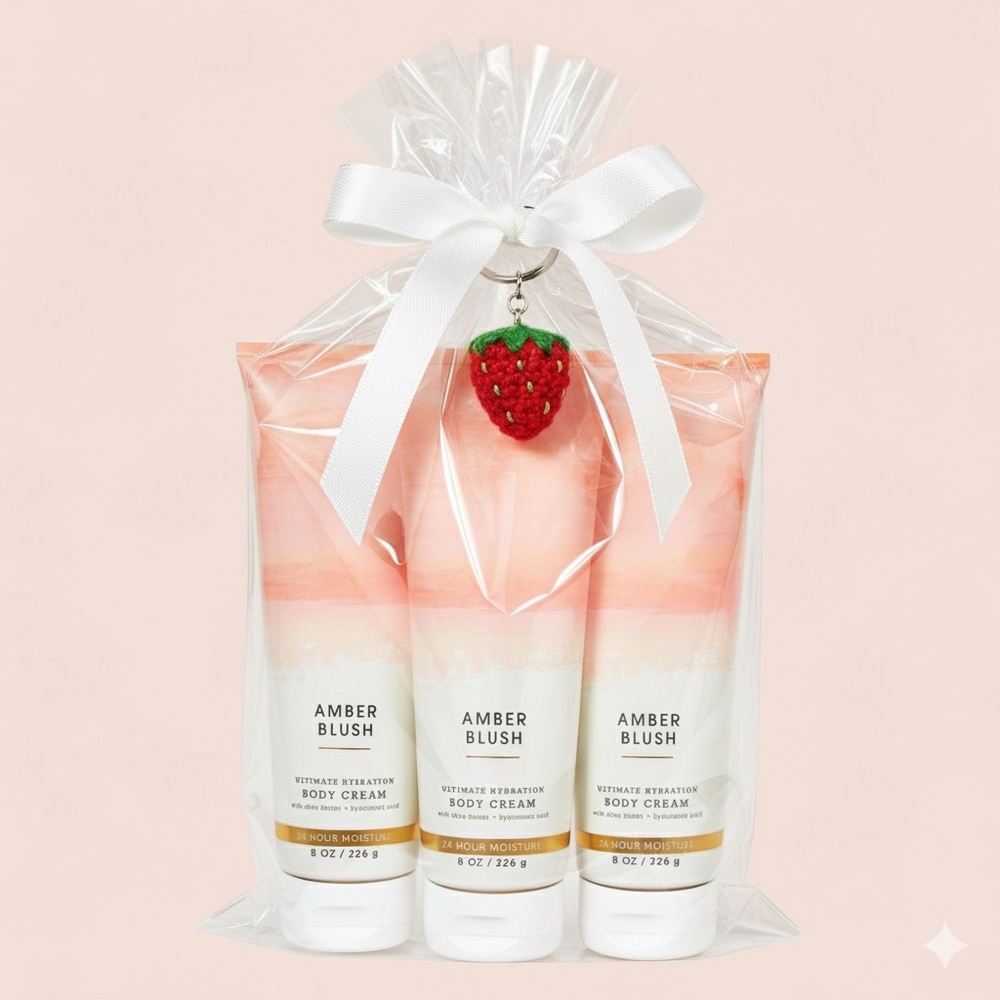 Bath & Body Works Amber Blush Body Cream Trio - Pink and White